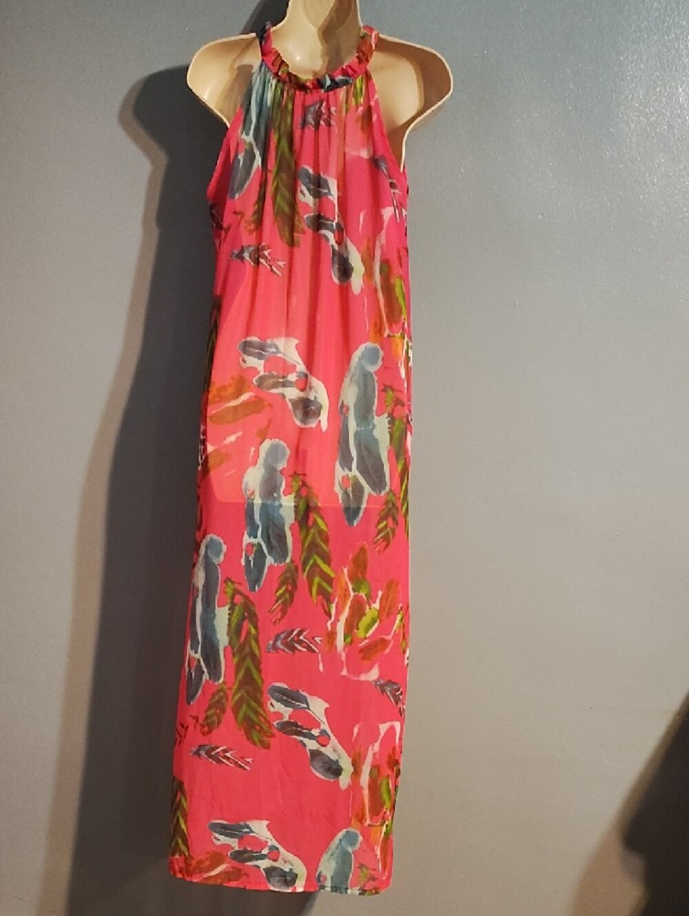 Tropical Pink Halter Maxi Dress - Picture 16 of 17